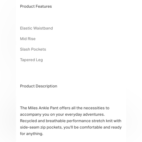 NWT Vuori Miles Ankle Pant in Ash - Picture 11 of 13